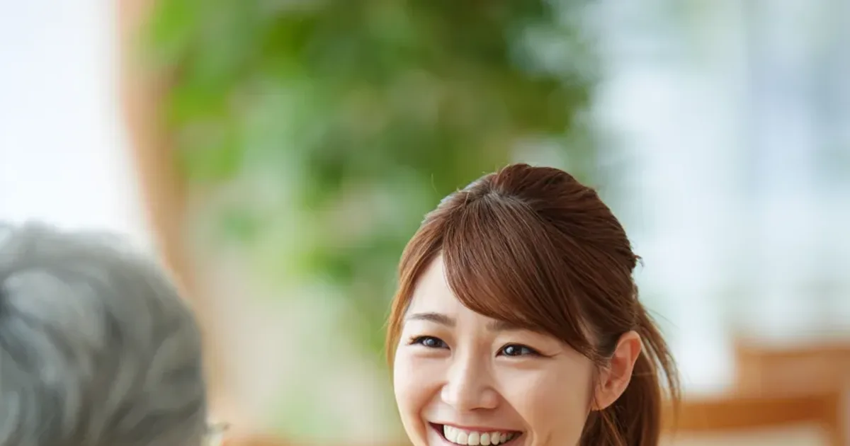 利用者と話す看護師